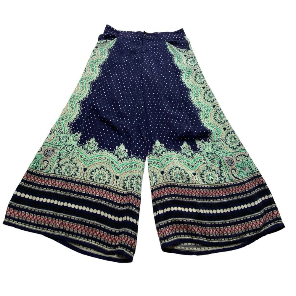 Anthropologie ELEVENSES Women Wide Leg Crop Pants Polka Dots Sz 0 Paisley 77-47 - Picture 9 of 12